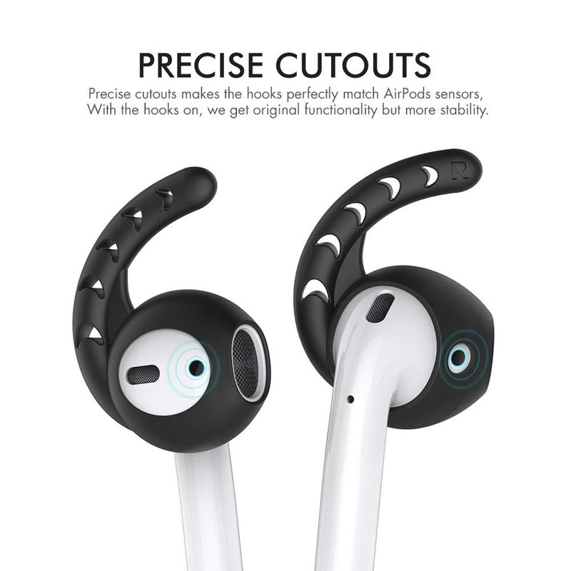 AhaStyle 3 Pairs AirPods Ear Hooks Cover Silicone Accessories Compatible with Apple AirPods and EarPods Headphones(Black) - Image 3
